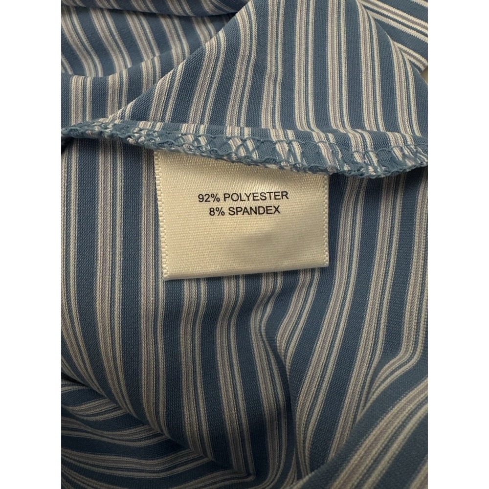 NWT Peter Millar BOWEN Triple Triple Stripe Jersey Golf Polo Shirt Blue XXL $115 - Picture 5 of 10